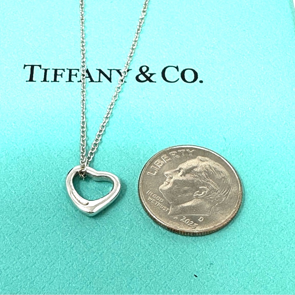 Authentic Tiffany & CO. Elsa Peretti Mini Open Heart Necklace. - Picture 12 of 13